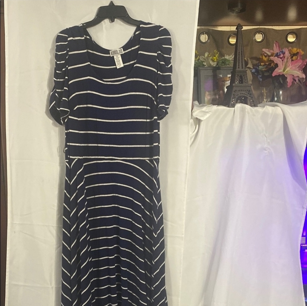 Robbie Bee | Navy and White Striped Women's Dress